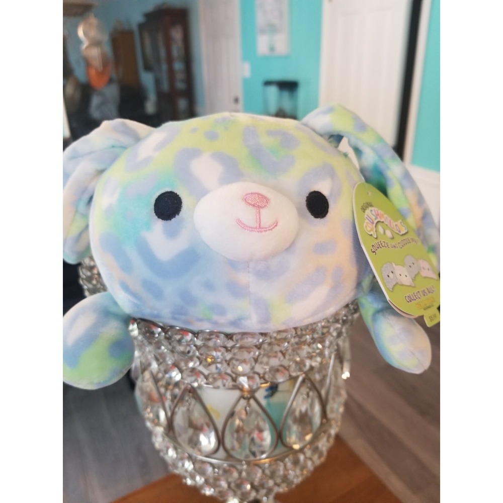 NWT Squishmallow 2021 7.5" Elizabella the Green Blue Tie Dye Stackable Bunny